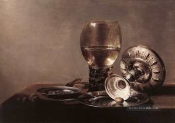  glas - Stillleben mit Weinglas und Silver Bowl Pieter Claesz